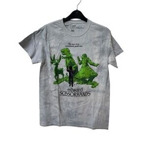Cavity Colors Edward Scissorhands Tie Dye Graphic Tee Grey Green S Movie Shirt
